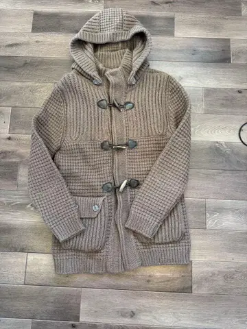 베이지 후드 부착 더플 코트 bark