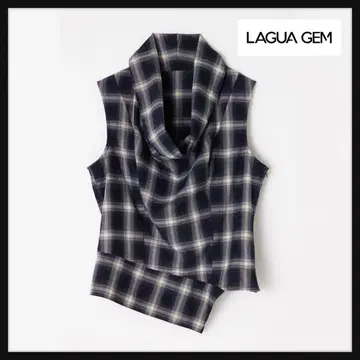 LAGUA GEM 라구아젬 CHECK DRAPE NECK 상의 네이비