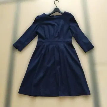 네이비 7부 소매 A라인 원피스