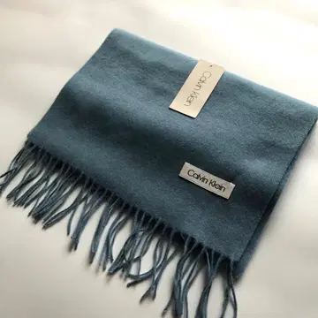 택 포함 캘빈클라인 머플러 블루 그린 울 캐시미어 혼방