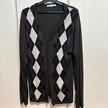 그린 레이블 릴랙싱 아가일 가디건 XL