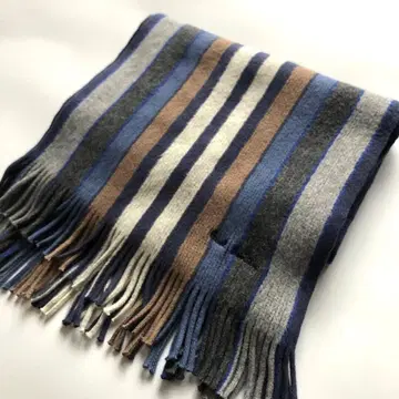 새상품급 폴스미스 멀티 스트라이프 코튼 머플러 블루 그레이