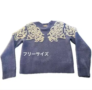 TODAYFUL 투데이풀 니트 스웨터 하늘과 구름 블루 자수