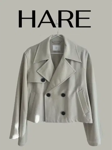 [ 새상품급 ] HARE 베이지 숏 트렌치코트 볼륨 소매