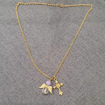 천사와 십자가 앤티크풍 목걸이