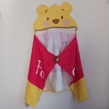 택 포함 미사용 곰돌이 푸 후드 부착 타월 판초 케이프 디즈니