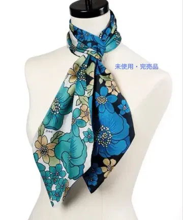 [ 미사용 ] JENNE 일본제 실크 레트로 플라워 스카프