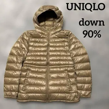 유니클로 후드 부착 다운 자켓 골드 울트라 라이트 다운