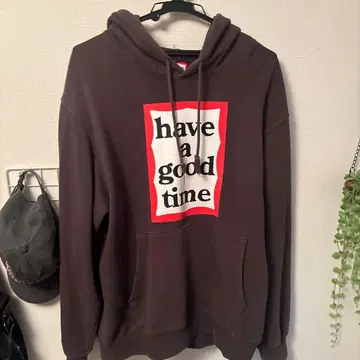 have a good time 후드티 M 브라운
