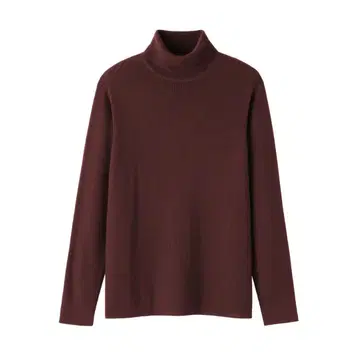 신사 세탁 가능한 울 리브 터틀넥 스웨터 M 보르도