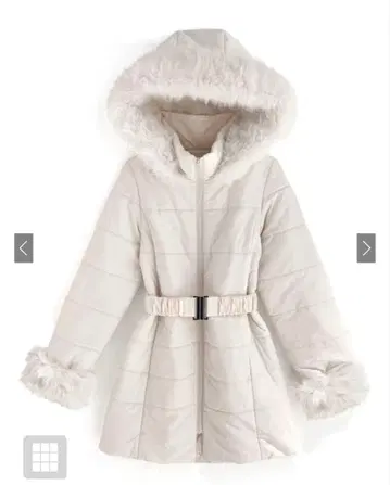 GRL 벨트 포함 퍼 다운 코트