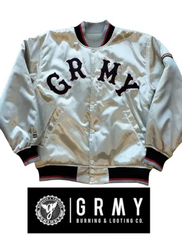 grimey 그라이미 화이트 바시티 자켓 M 리버서블