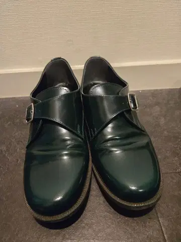 HARUTA 다크 그린 버클 로퍼