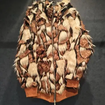 NO ID. 20AW/MIX 인조 모피 후디드 블루종/올 패턴