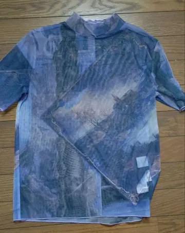 [ HARE ] 시스루 아트 패턴 반팔 셔츠