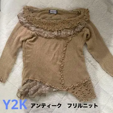 [ y2k/페어리 ] 어시멘틀리 레이스 프릴 니트