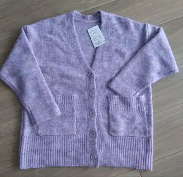 협동조합 간사이 패션 연합 연보라 V넥 가디건