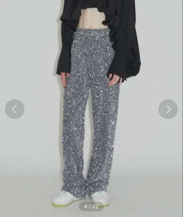 택 포함 새상품 라벨에튀드 올 스팽글 팬츠 실버