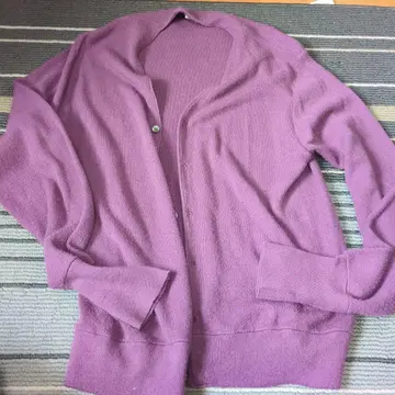 HERITAGE 코튼 니트 가디건 퍼플 90s 80s USA 제조