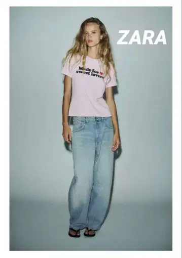ZARA TRF 배기 벌룬 미드 라이즈 데님 팬츠 34