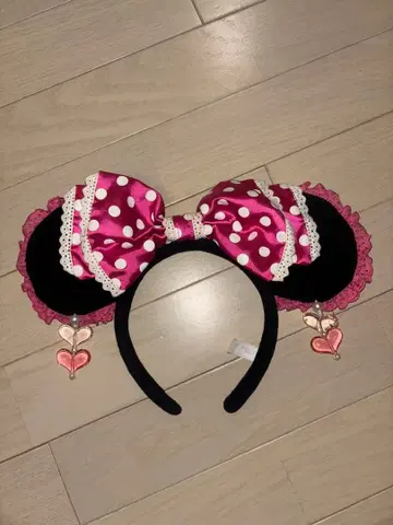 [ 새상품급 ] 미니 머리띠 도트 귀찌 핑크