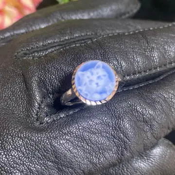 마노 카메오 고양이 반지 실버 925