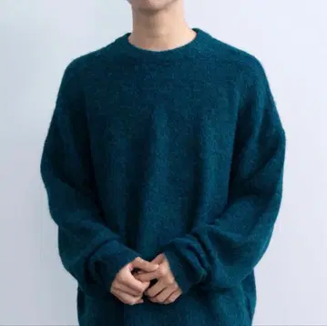 SINSS / 베이직 샤기 니트 터콰이즈 블루 / M 사이즈