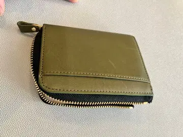 도치기 가죽 올리브 그린 L 사이즈 지퍼 지갑