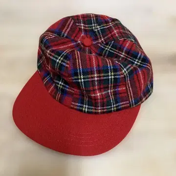 USED 체크 무늬 플랫 브림 캡 MADE IN USA