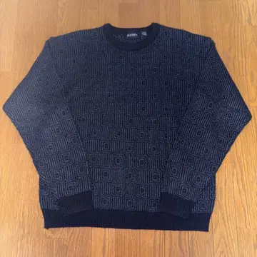 puritan 기하학 패턴 네이비 니트 스웨터