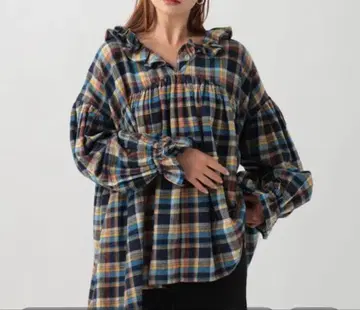 INDIA IS BEAUTIFUL 체크 무늬 블라우스 FREE 사이즈