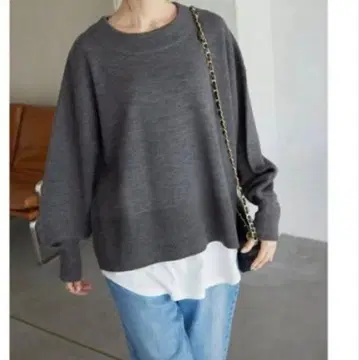 슬로브 이에나 워셔블 밀라노 리브 풀오버 그레이