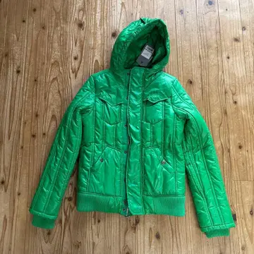 G-STAR RAW 후드 부착 다운 자켓 그린