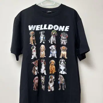 WELLDONE 개 프린트 티셔츠 블랙