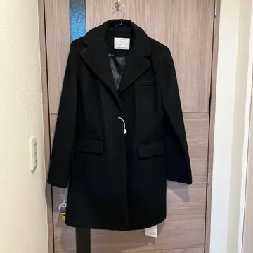 블랙 체스터 코트 울 혼방