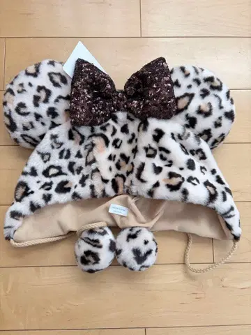 디즈니 팬캡 레오파드 무늬 브라운