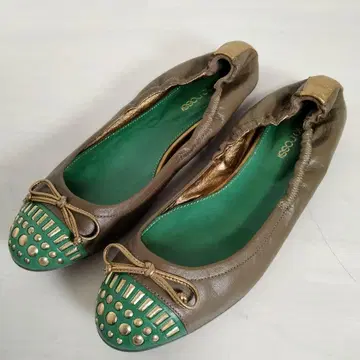 세르지오 로시 발레 슈즈 스터드 리본 37 가죽