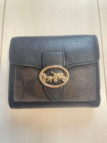 블랙 가죽 접이식 지갑