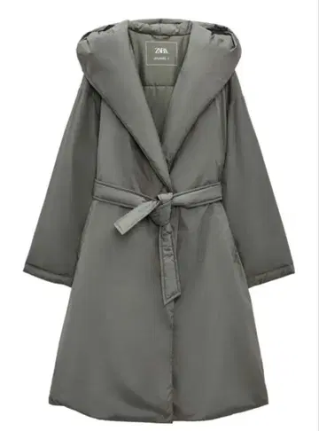 ZARA 후디드 퀼팅 코트 카키 XS