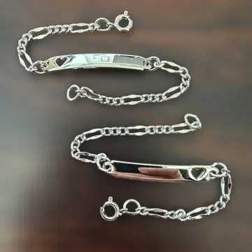 US 빈티지 Speidel ID 팔찌 2세트 하트 시스루