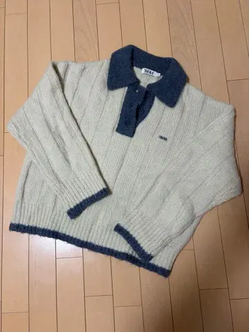 한국 한정 GROVE 폴로 스웨터 아이보리 네이비