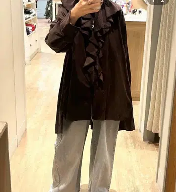 브라운 프릴 디자인 튜닉