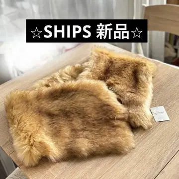 새상품 SHIPS 쉽스 퍼 숄 카멜 머플러