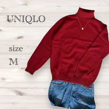UNIQLO 터틀넥 스웨터 와인 레드 M 사이즈 니트 울