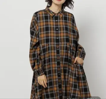 체크 무늬 셔츠 원피스 F 사이즈