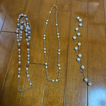 펄과 체인 롱 목걸이 3종 세트