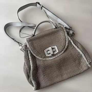 ADORE 뜨개질 가죽 핸드백 그레이