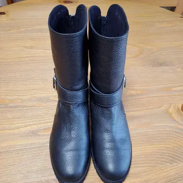 블랙 가죽 엔지니어 부츠 24cm