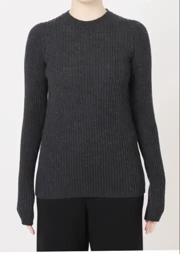 라빠르망 와이드 리브 크루넥 니트 그레이