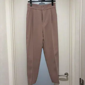 핑크 베이지 버튼 달린 허리밴딩 팬츠